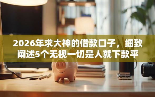 2026年求大神的借款口子，细致阐述5个无视一切是人就下款平台