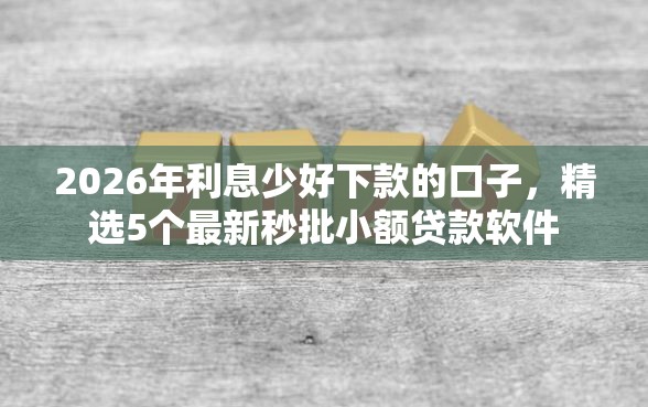 2026年利息少好下款的口子，精选5个最新秒批小额贷款软件