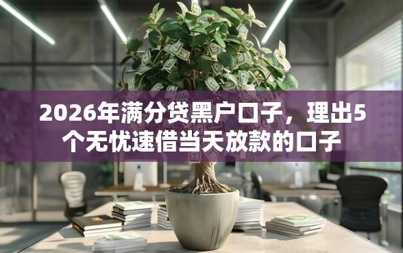2026年满分贷黑户口子，理出5个无忧速借当天放款的口子