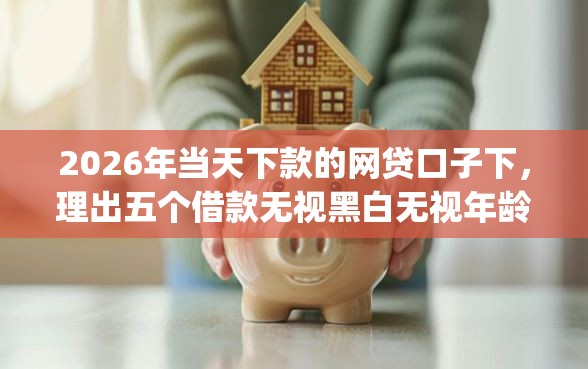 2026年当天下款的网贷口子下，理出五个借款无视黑白无视年龄100%秒过app
