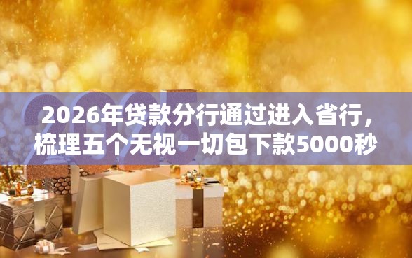 2026年贷款分行通过进入省行，梳理五个无视一切包下款5000秒下款的平台