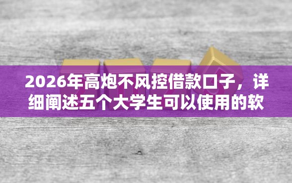 2026年高炮不风控借款口子，详细阐述五个大学生可以使用的软件