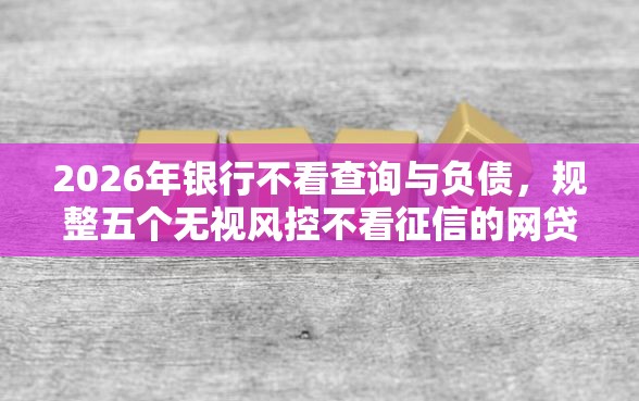 2026年银行不看查询与负债，规整五个无视风控不看征信的网贷