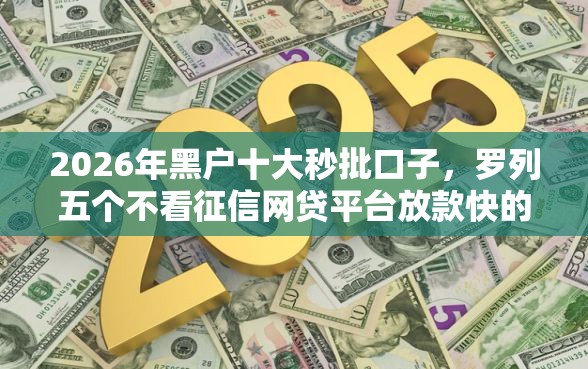 2026年黑户十大秒批口子，罗列五个不看征信网贷平台放款快的平台