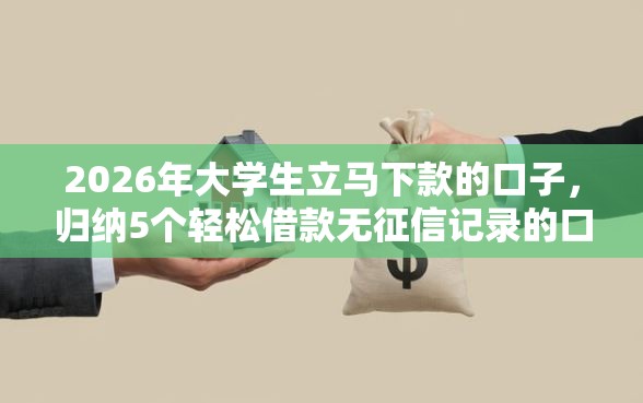 2026年大学生立马下款的口子，归纳5个轻松借款无征信记录的口子