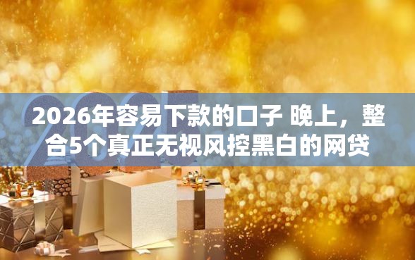 2026年容易下款的口子 晚上，整合5个真正无视风控黑白的网贷口子