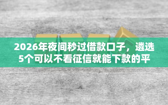 2026年夜间秒过借款口子，遴选5个可以不看征信就能下款的平台