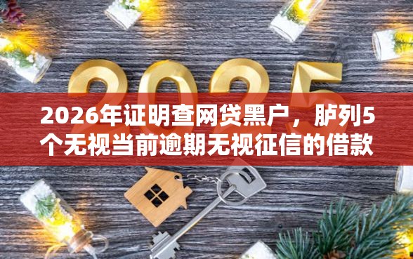 2026年证明查网贷黑户，胪列5个无视当前逾期无视征信的借款口子