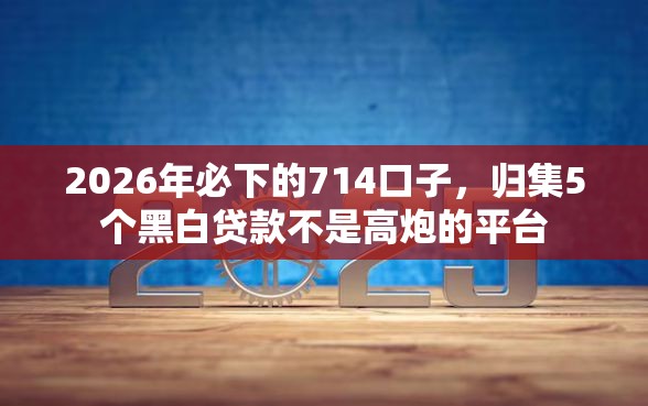 2026年必下的714口子，归集5个黑白贷款不是高炮的平台