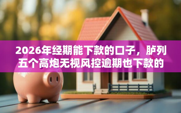 2026年经期能下款的口子，胪列五个高炮无视风控逾期也下款的口子