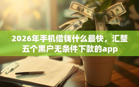 2026年手机借钱什么最快，汇整五个黑户无条件下款的app