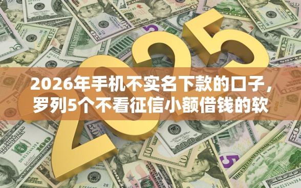 2026年手机不实名下款的口子,罗列5个不看征信小额借钱的软件 2026年手机不实名下款的口子,罗列5个不看征信小额借钱的软件