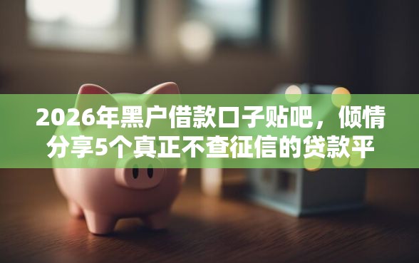 2026年黑户借款口子贴吧，倾情分享5个真正不查征信的贷款平台
