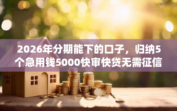 2026年分期能下的口子，归纳5个急用钱5000快审快贷无需征信app