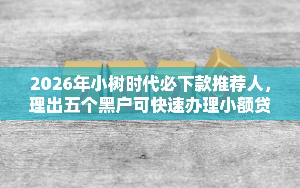 2026年小树时代必下款推荐人，理出五个黑户可快速办理小额贷款业务的口子