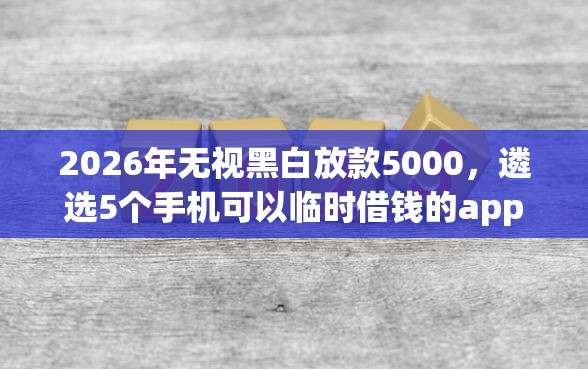 2026年无视黑白放款5000，遴选5个手机可以临时借钱的app