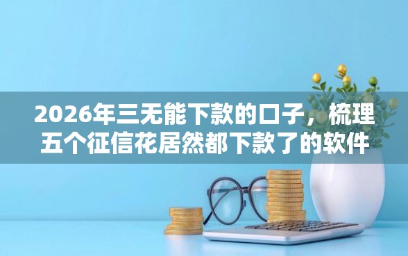 2026年三无能下款的口子，梳理五个征信花居然都下款了的软件
