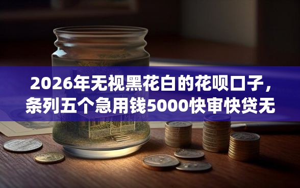 2026年无视黑花白的花呗口子，条列五个急用钱5000快审快贷无需征信app