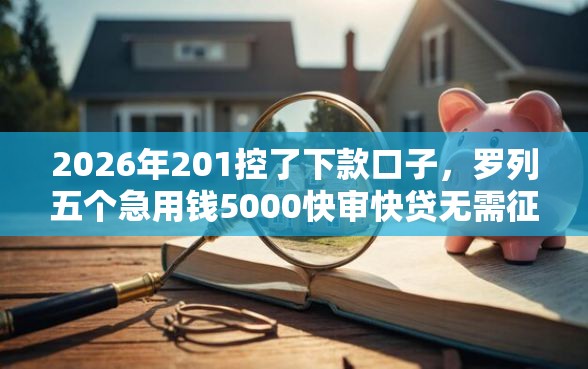 2026年201控了下款口子，罗列五个急用钱5000快审快贷无需征信软件