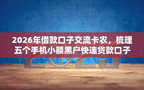 2026年借款口子交流卡农，梳理五个手机小额黑户快速贷款口子