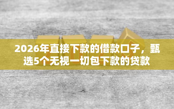 2026年直接下款的借款口子，甄选5个无视一切包下款的贷款