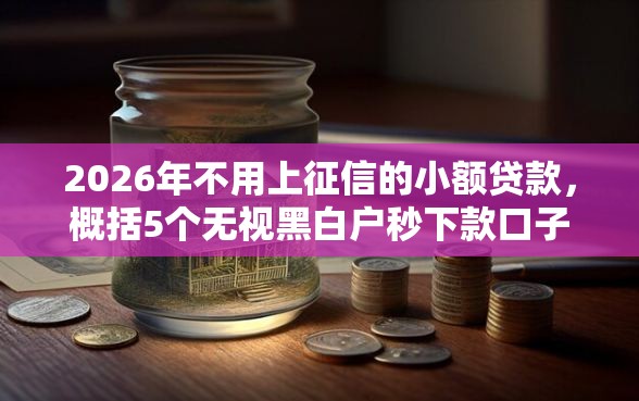 2026年不用上征信的小额贷款，概括5个无视黑白户秒下款口子软件