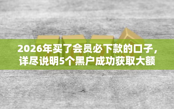 2026年买了会员必下款的口子，详尽说明5个黑户成功获取大额贷款的平台