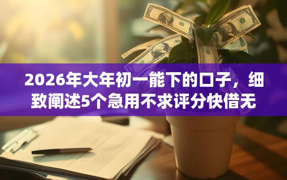 2026年大年初一能下的口子，细致阐述5个急用不求评分快借无忧的app