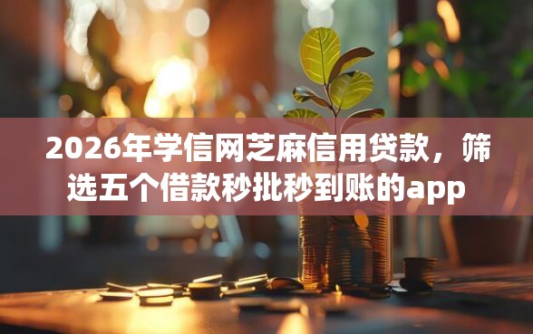 2026年学信网芝麻信用贷款，筛选五个借款秒批秒到账的app