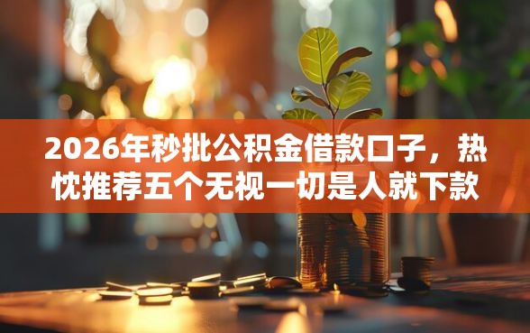 2026年秒批公积金借款口子，热忱推荐五个无视一切是人就下款平台