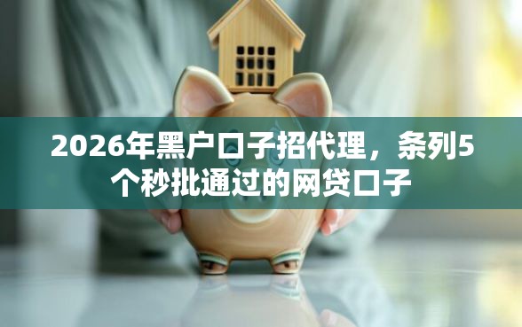 2026年黑户口子招代理，条列5个秒批通过的网贷口子
