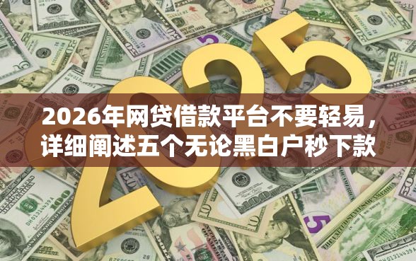 2026年网贷借款平台不要轻易，详细阐述五个无论黑白户秒下款的贷款平台