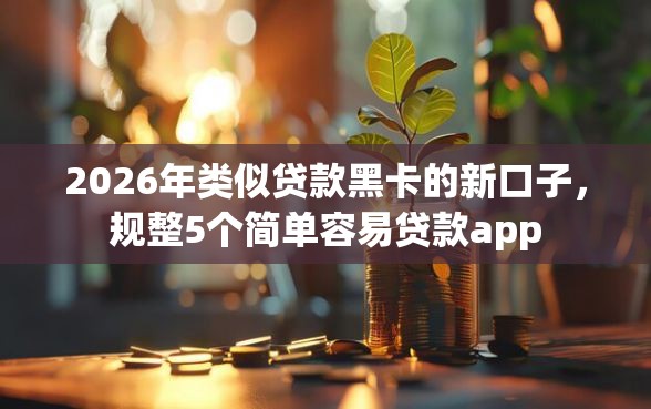 2026年类似贷款黑卡的新口子，规整5个简单容易贷款app