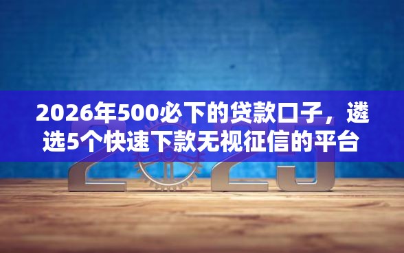 2026年500必下的贷款口子，遴选5个快速下款无视征信的平台