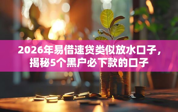 2026年易借速贷类似放水口子，揭秘5个黑户必下款的口子