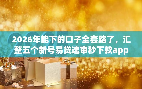 2026年能下的口子全套路了，汇整五个新号易贷速审秒下款app