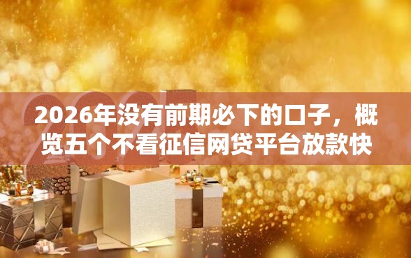 2026年没有前期必下的口子，概览五个不看征信网贷平台放款快的平台