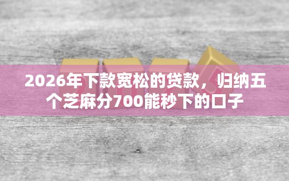 2026年下款宽松的贷款，归纳五个芝麻分700能秒下的口子