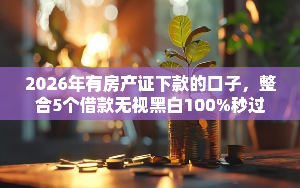 2026年有房产证下款的口子，整合5个借款无视黑白100%秒过