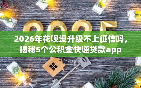 2026年花呗没升级不上征信吗，揭秘5个公积金快速贷款app