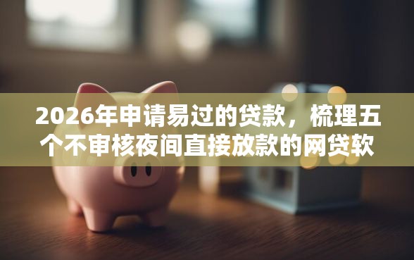 2026年申请易过的贷款，梳理五个不审核夜间直接放款的网贷软件