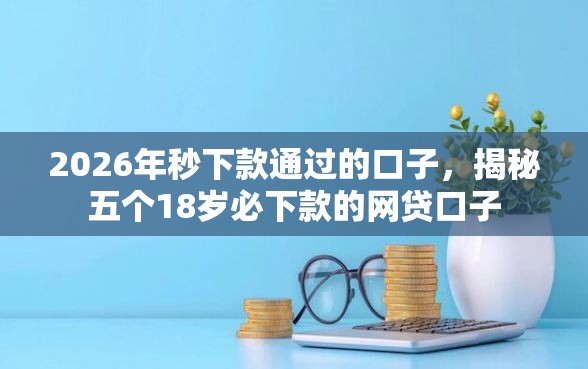 2026年秒下款通过的口子，揭秘五个18岁必下款的网贷口子