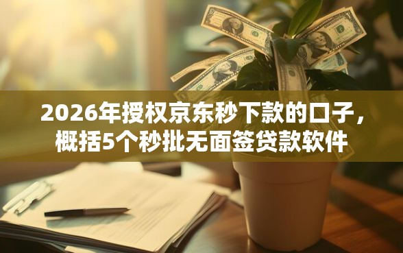 2026年授权京东秒下款的口子，概括5个秒批无面签贷款软件