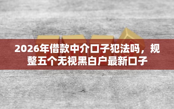 2026年借款中介口子犯法吗，规整五个无视黑白户最新口子
