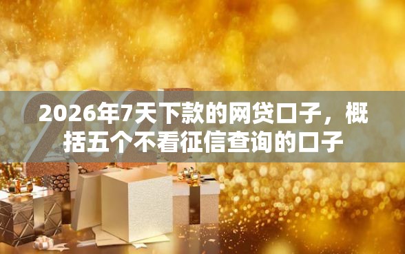 2026年7天下款的网贷口子，概括五个不看征信查询的口子