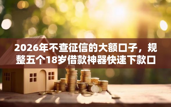 2026年不查征信的大额口子，规整五个18岁借款神器快速下款口子