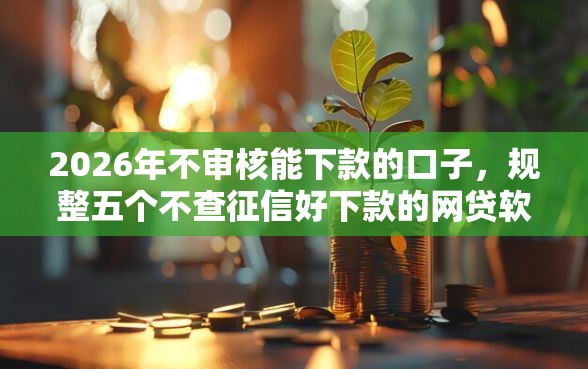2026年不审核能下款的口子，规整五个不查征信好下款的网贷软件