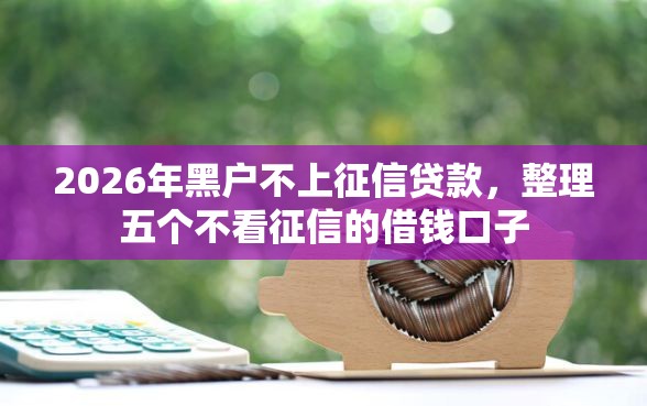 2026年黑户不上征信贷款，整理五个不看征信的借钱口子