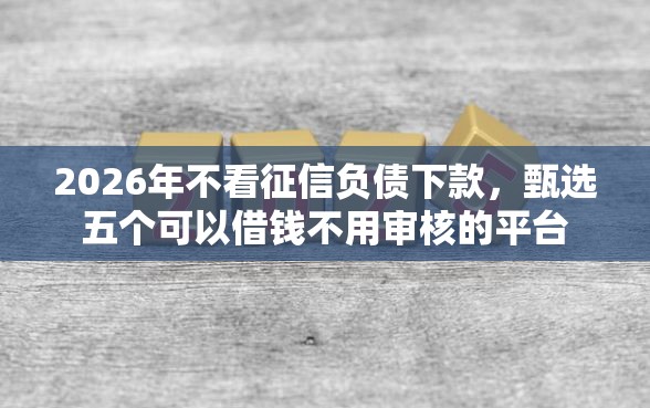 2026年不看征信负债下款，甄选五个可以借钱不用审核的平台