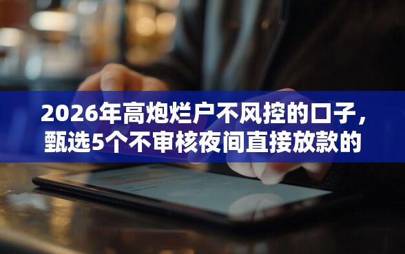 2026年高炮烂户不风控的口子，甄选5个不审核夜间直接放款的网贷软件